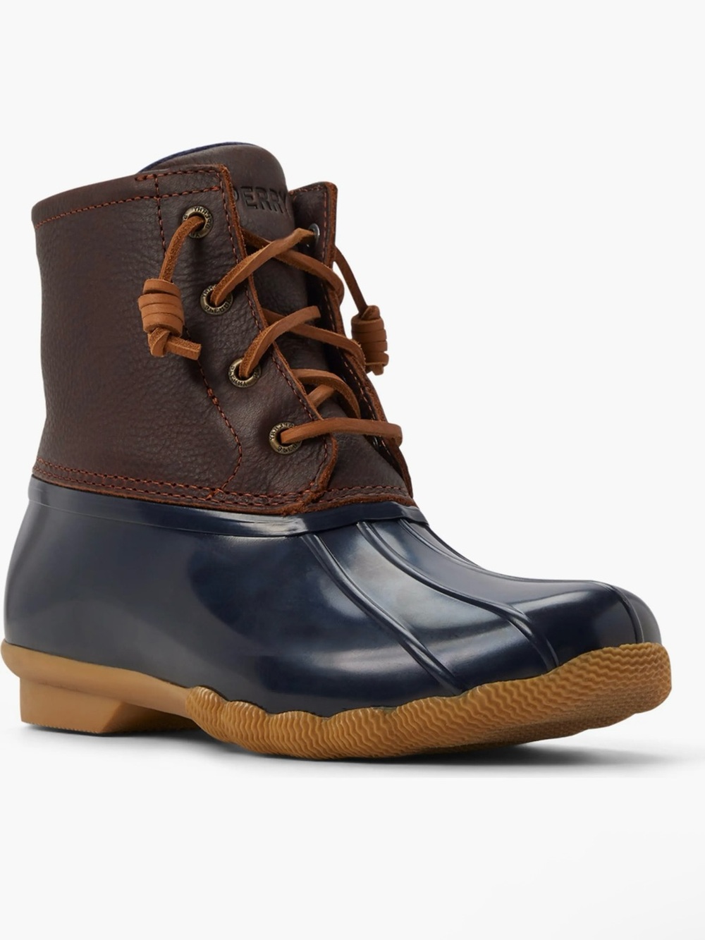 Sperry Navy & Brown Lace-Up Waterproof Duck Boot